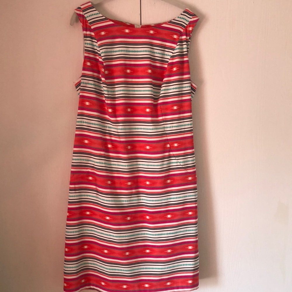 Woman’s stripe sleeveless and pink & White Dress